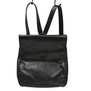 Chanel Vintage Flap Backpack Leather Black Leather Backpack Bag